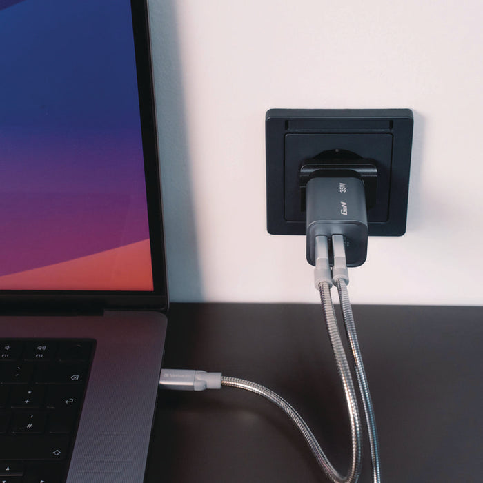 35 W 2-Port GaN Wall Charger, Black/Gray