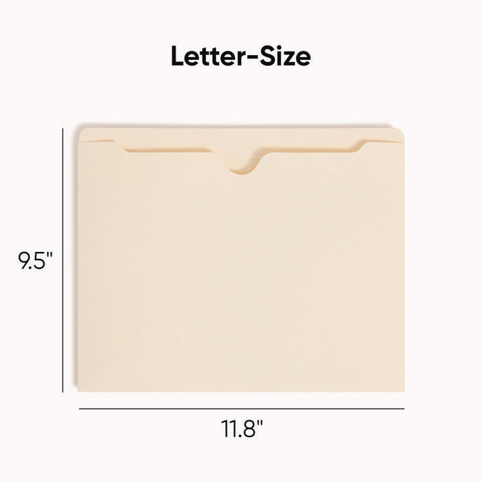 Manila File Jackets, 2-Ply Straight Tab, Letter Size, Manila, 100/Box