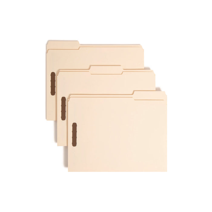 Top Tab Fastener Folder, 1/3-Cut Tab: Assorted, Expands 0.75", 2 Fasteners, Letter Size, Manila, 50/Box