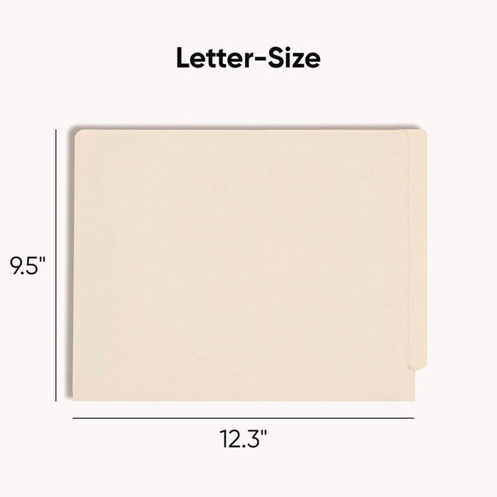 Fastener Folder with Divider, Straight Tab, Expands 0.75", 1 Divider, 4 Fasteners, Letter Size, Manila, 50/Box