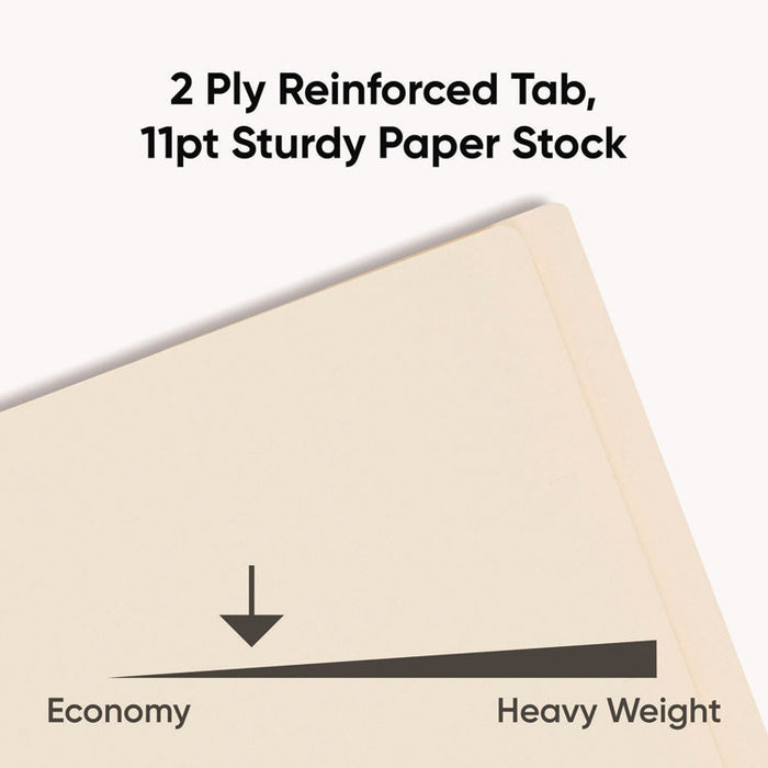 Fastener Folder with Divider, Straight Tab, Expands 0.75", 1 Divider, 4 Fasteners, Letter Size, Manila, 50/Box