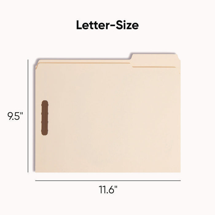 Top Tab Fastener Folder, 1/3-Cut Tab: Assorted, Expands 0.75", 2 Fasteners, Letter Size, Manila, 50/Box