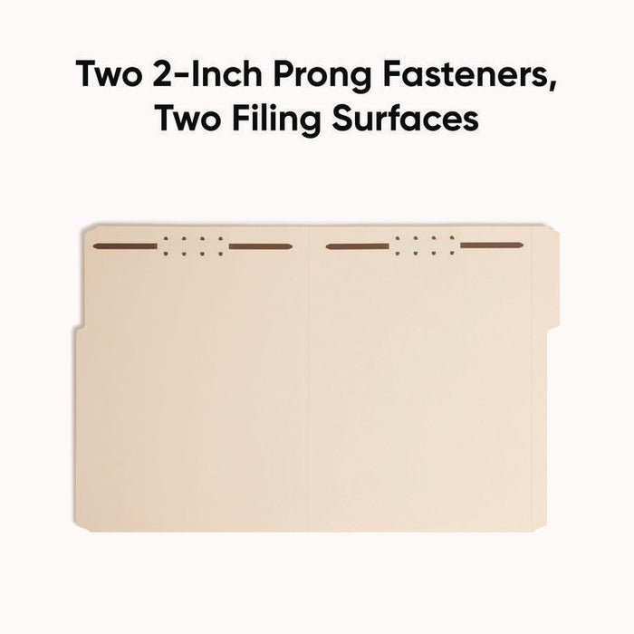 Top Tab Fastener Folder, 1/3-Cut Tab: Assorted, Expands 0.75", 2 Fasteners, Letter Size, Manila, 50/Box