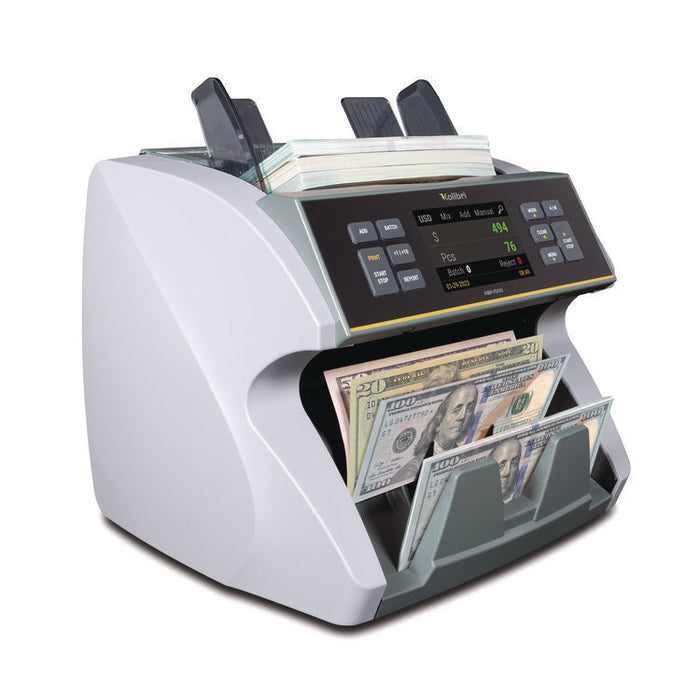 KBR1500V2 Mixed Denomination Cash Counter, 1,200 bills/min, 9.5" x 11" x 10.4", Gray