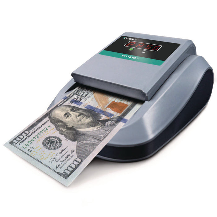 KCD-1000 Counterfeit Detector for USD, 10 Detection Methods, 5.1" x 6.3" x 3.6", Gray