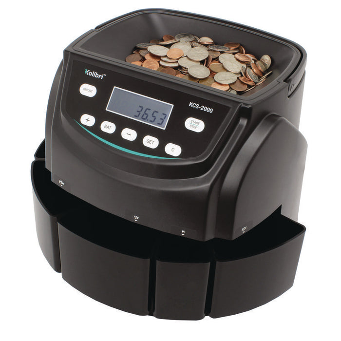 KCS-2000 Coin Sorter, 300 coins/min, 10" x 11.6" x 13.6", Black