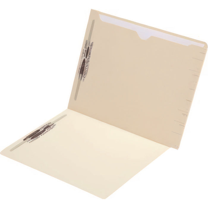 Full Pocket End Tab Fastener Folders, Straight Tab, 2 Fasteners, Letter Size, Manila, 50/Box