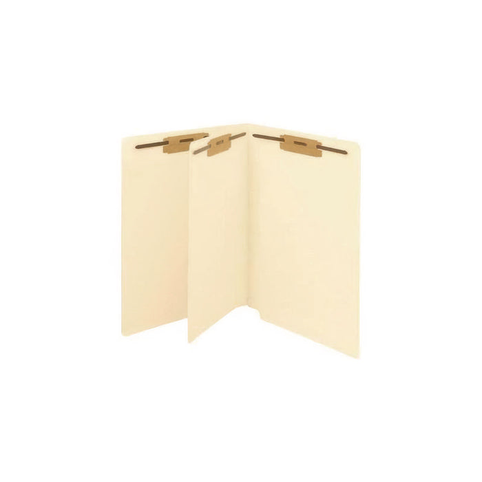 End Tab Classification Folders, Straight Tab, Expands 0.75", 1 Divider, 4 Fasteners, Letter Size, Manila, 200/Box