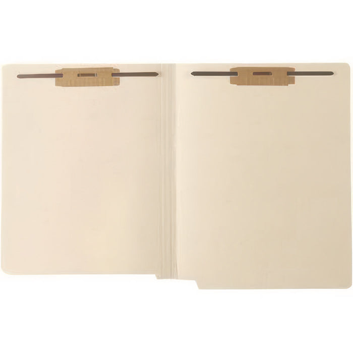 Mylar-Reinforced End Tab Fastener Folders, Straight Tab: Assorted, Expands 0.75", 2 Fasteners, Letter Size, Manila, 50/Box