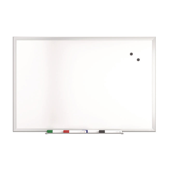 Magnetic Steel Dry Erase Board, 24" x 36", White Surface, Gray/Natural Aluminum Frame