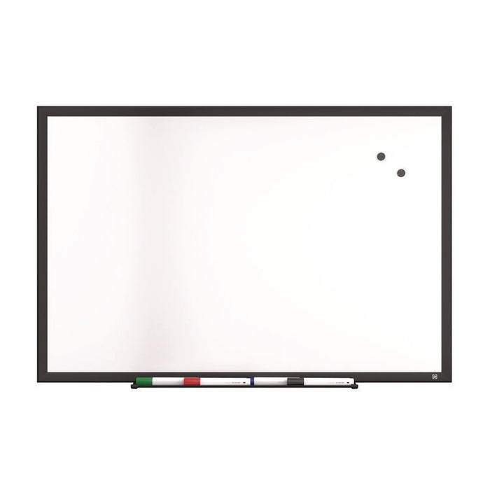 Magnetic Steel Dry Erase Board, 24" x 36", White Surface, Black Aluminum Frame