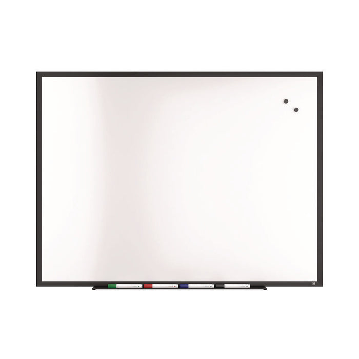 Magnetic Steel Dry Erase Board, 36" x 48", White Surface, Black Aluminum Frame