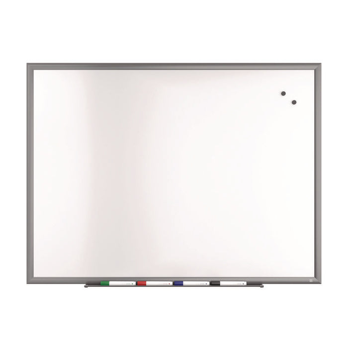 Magnetic Porcelain Dry Erase Board, 48" x 36", White Surface, Gray/Natural Aluminum Frame
