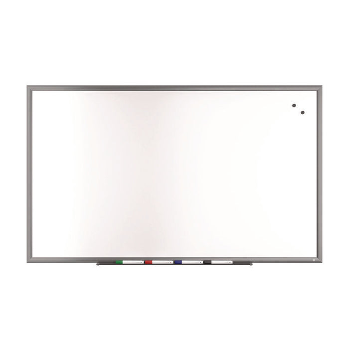 Magnetic Porcelain Dry Erase Board, 60" x 36", White Surface, Gray/Natural Aluminum Frame