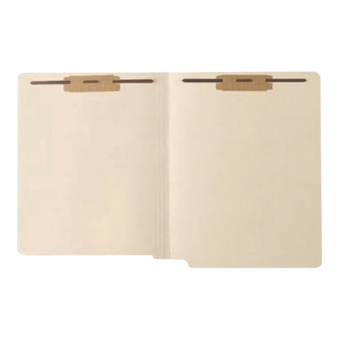 Heavy-Duty End Tab Fastener Folders, Straight Tab, Expands 0.75", 2 Fasteners, Letter Size, Manila, 50/Box