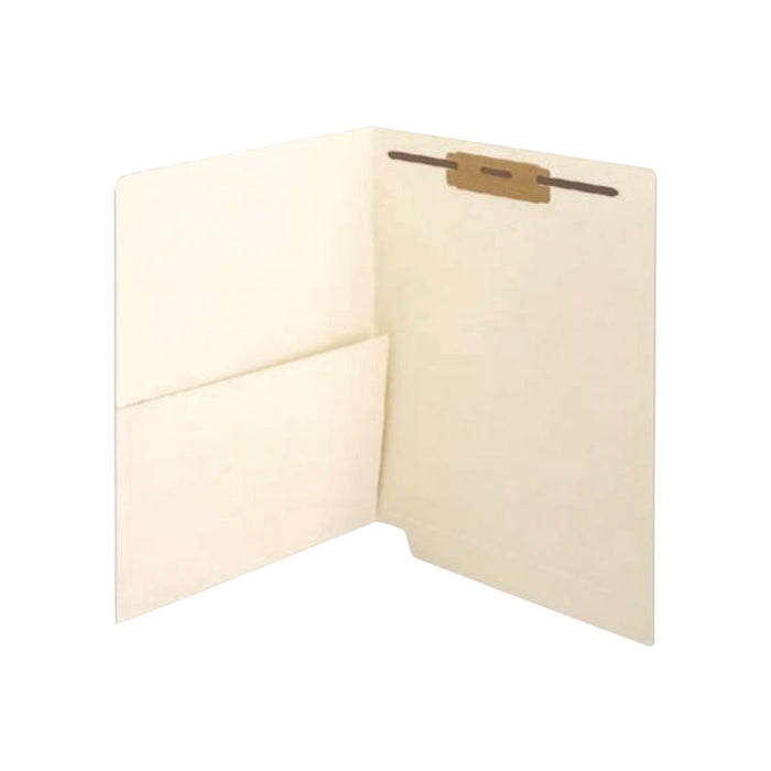 Slash Pocket End Tab Fastener Folders, Straight Tab, Expands 0.75", 1 Fastener, Letter Size, Manila, 50/Box