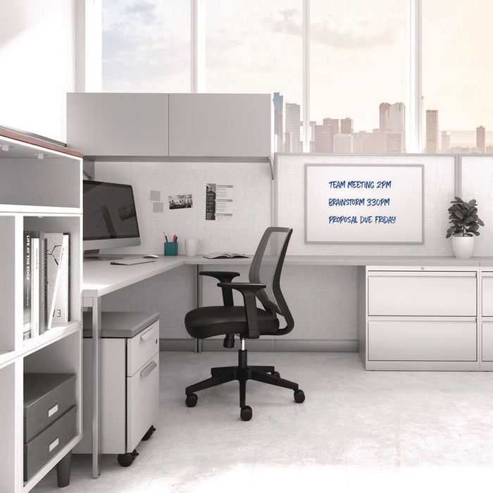 Melamine Dry Erase Board, 36" x 24", White Surface, Gray/Natural Aluminum Frame