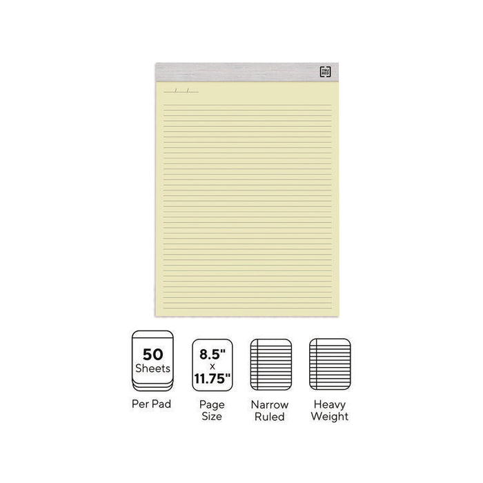 Notepads, Narrow Rule, (50) Canary Yellow 8.5 x 11 Sheets, 6/Pack