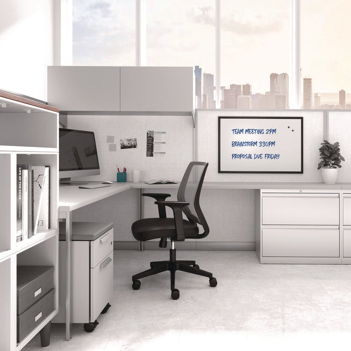 Magnetic Steel Dry Erase Board, 24" x 36", White Surface, Black Aluminum Frame