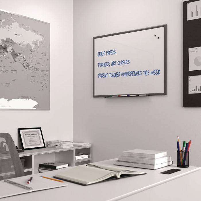 Magnetic Porcelain Dry Erase Board, 48" x 36", White Surface, Gray/Natural Aluminum Frame