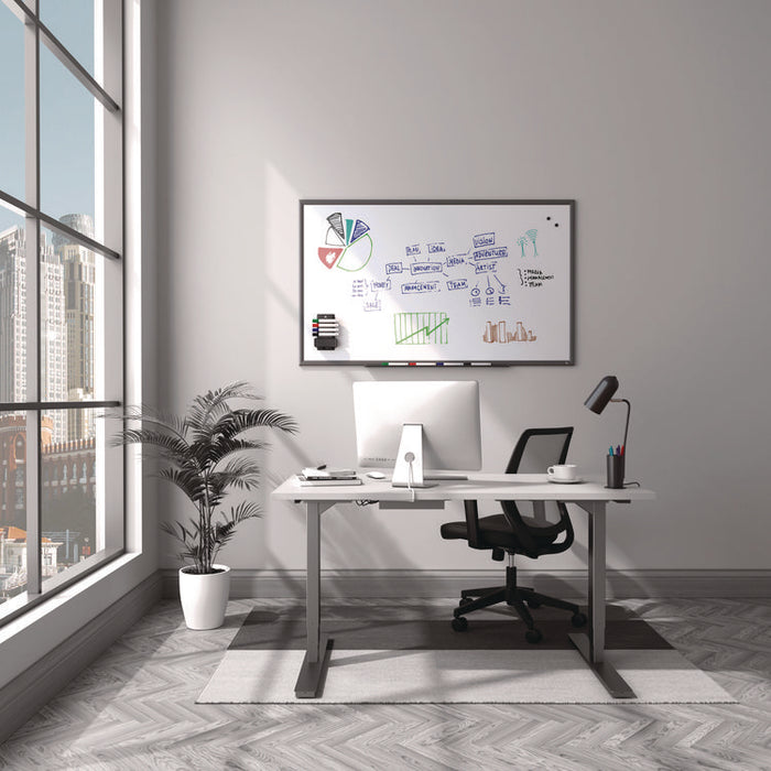 Magnetic Porcelain Dry Erase Board, 60" x 36", White Surface, Gray/Natural Aluminum Frame