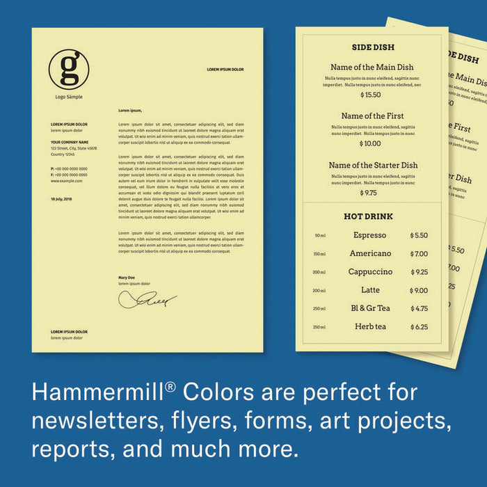 Colors Print Paper, 20 lb Bond Weight, 11 x 17, Canary, 500/Ream