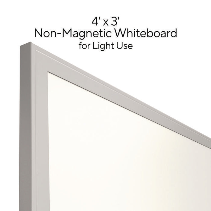Melamine Dry Erase Board, 48" x 36", White Surface, Gray/Natural Aluminum Frame