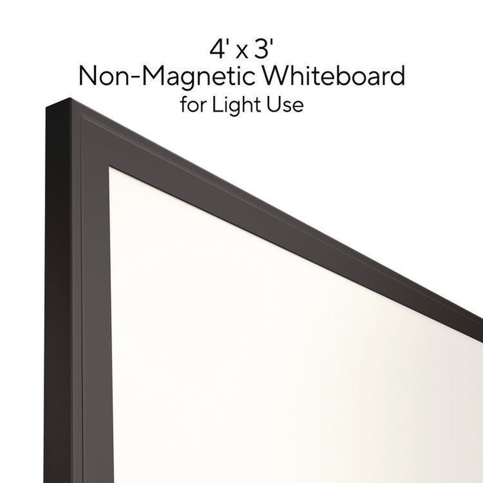 Melamine Dry Erase Board, 48" x 36", White Surface, Black Aluminum Frame
