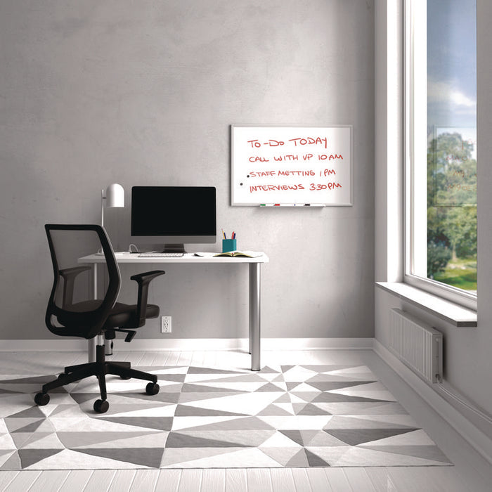 Magnetic Steel Dry Erase Board, 24" x 36", White Surface, Gray/Natural Aluminum Frame