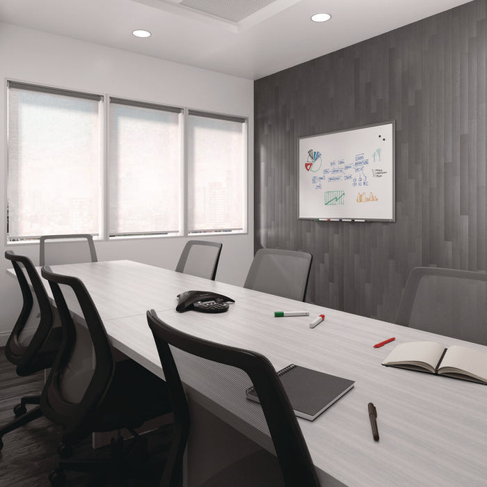 Magnetic Porcelain Dry Erase Board, 48" x 36", White Surface, Gray/Natural Aluminum Frame
