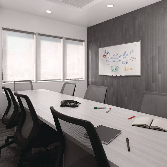 Magnetic Porcelain Dry Erase Board, 60" x 36", White Surface, Gray/Natural Aluminum Frame