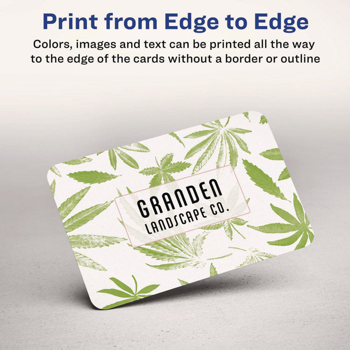 Print-to-the-Edge Business Cards with Rounded Corners, Inkjet, 2 x 3.5, White, 8 Cards/Sheet, 20 Sheets/Pack