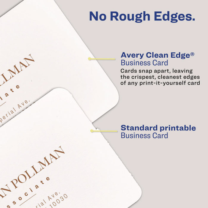 Print-to-the-Edge Business Cards with Rounded Corners, Inkjet, 2 x 3.5, White, 8 Cards/Sheet, 20 Sheets/Pack
