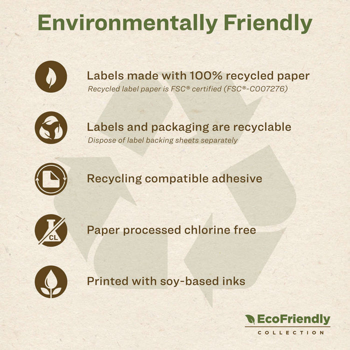 EcoFriendly Mailing Labels, Inkjet/Laser Printers, 2 x 4, White, 10/Sheet, 100 Sheets/Pack