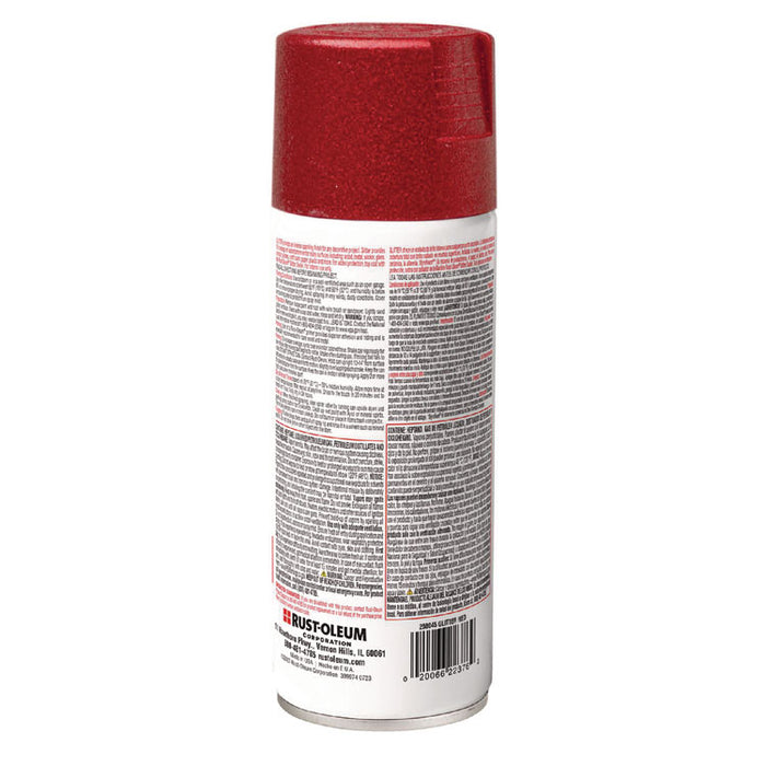 Specialty Glitter Spray Paint, Glitter Red, 10.25 oz Aerosol Can, 6/Carton