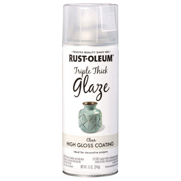 Specialty Triple Thick Glaze Spray Paint, High Gloss Clear, 12 oz Aerosol Can, 6/Carton