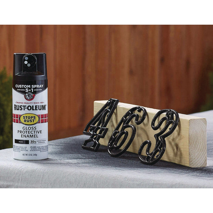 Stops Rust 5-in-1 Spray Paint, Gloss Black, 12 oz Aerosol Can