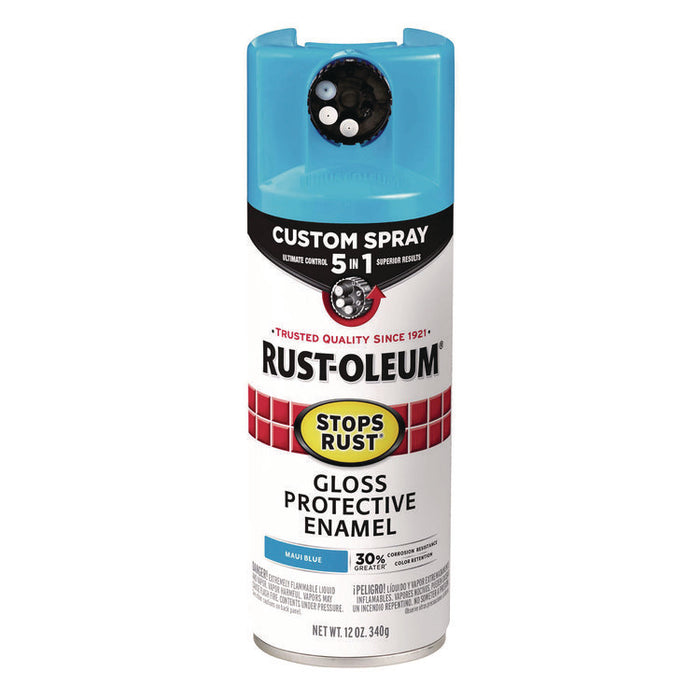 Stops Rust 5-in-1 Spray Paint, Gloss Maui Blue, 12 oz Aerosol Can