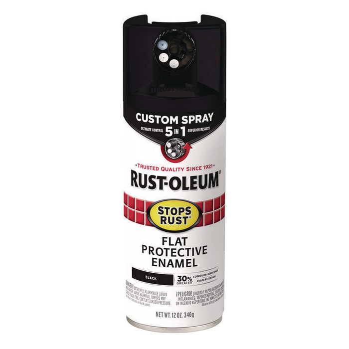 Stops Rust 5-in-1 Spray Paint, Flat Black, 12 oz Aerosol Can, 6/Carton