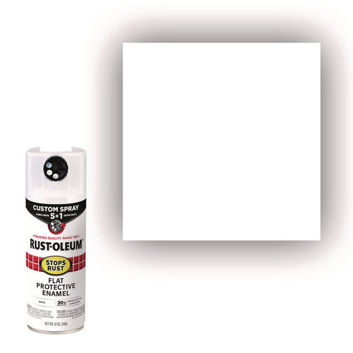 Stops Rust 5-in-1 Spray Paint, Flat White, 12 oz Aerosol Can, 6/Carton
