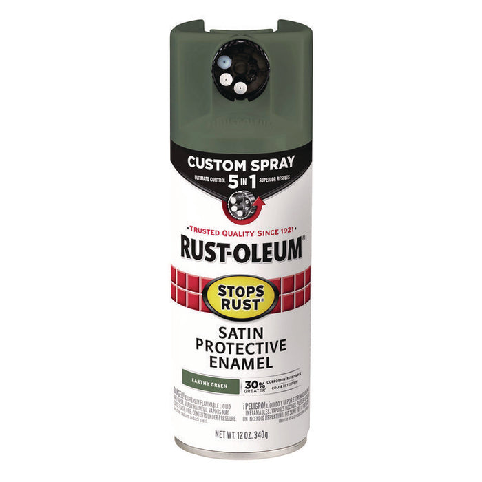 Stops Rust 5-in-1 Spray Paint, Satin Earthy Green, 12 oz Aerosol Can