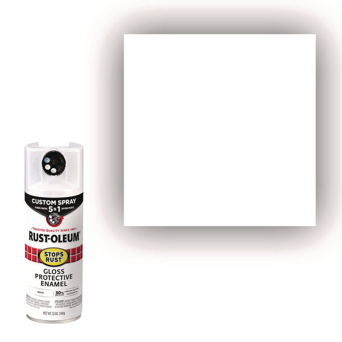 Stops Rust 5-in-1 Spray Paint, Gloss White, 12 oz Aerosol Can, 6/Carton