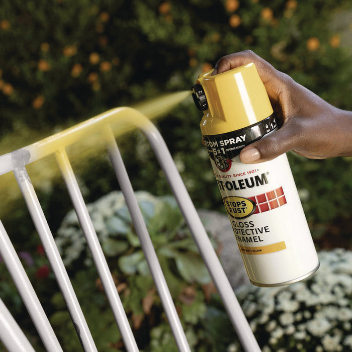 Stops Rust 5-in-1 Spray Paint, Gloss Sunburst Yellow, 12 oz Aerosol Can, 6/Carton