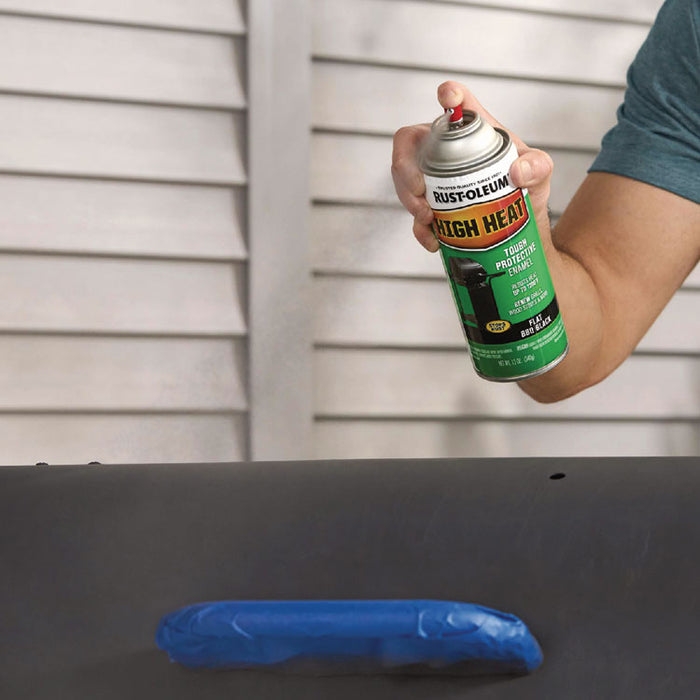 High Heat Enamel Spray Paint, Flat Black, 12 oz Aerosol Can, 6/Carton