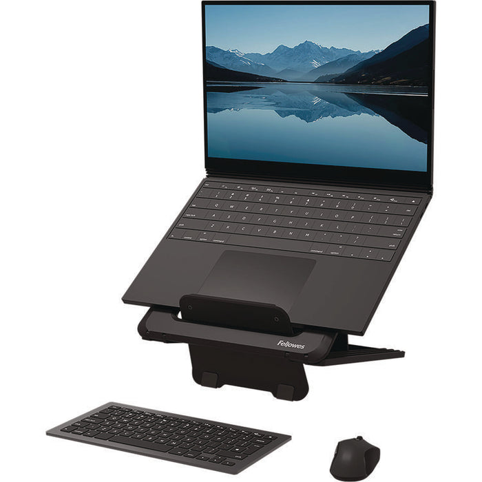 Breyta Laptop Stand, 9.25" x 10.55" x 0.55" to 8", Black, Supports Up to 8.8 lbs.