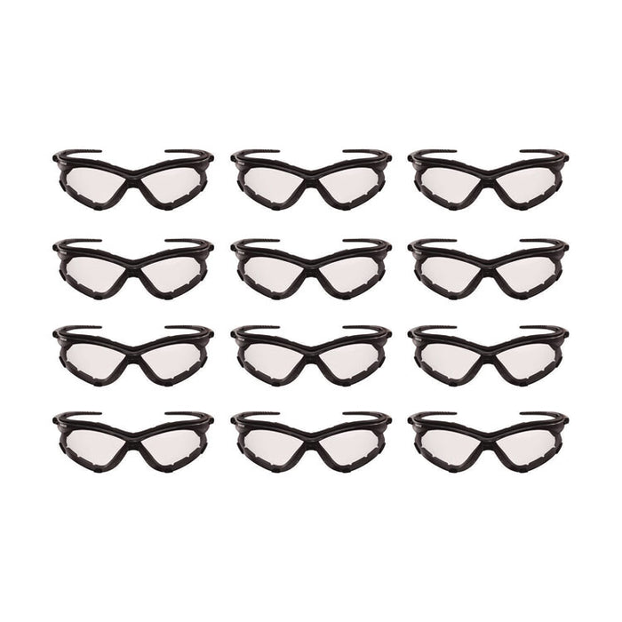 V30 Nemesis Foam Safety Glasses, Black Half Frame, Clear Dual Lens, 12/Carton