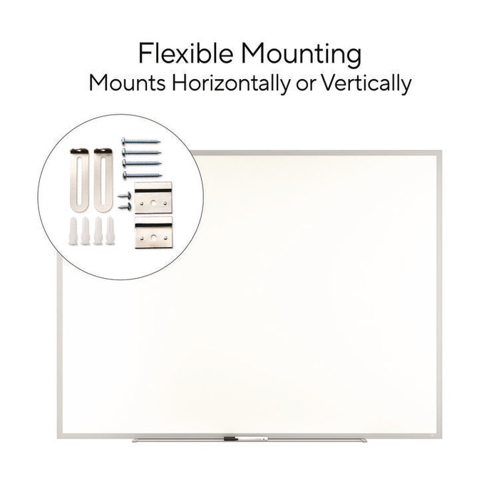 Melamine Dry Erase Board, 48" x 36", White Surface, Gray/Natural Aluminum Frame