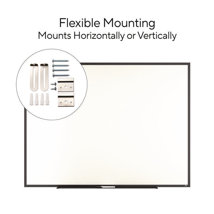 Melamine Dry Erase Board, 48" x 36", White Surface, Black Aluminum Frame