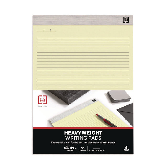 Notepads, Narrow Rule, (50) Canary Yellow 8.5 x 11 Sheets, 6/Pack