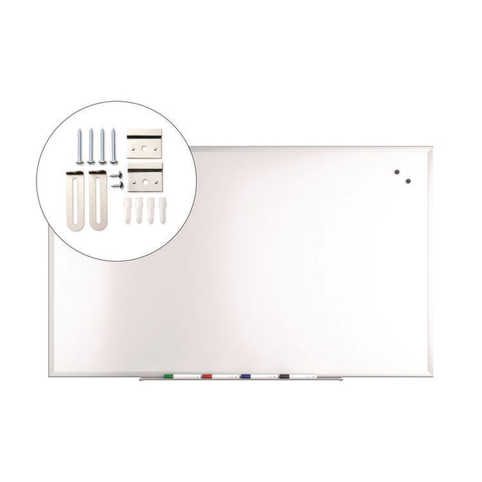 Magnetic Steel Dry Erase Board, 36" x 60", White Surface, Gray/Natural Aluminum Frame